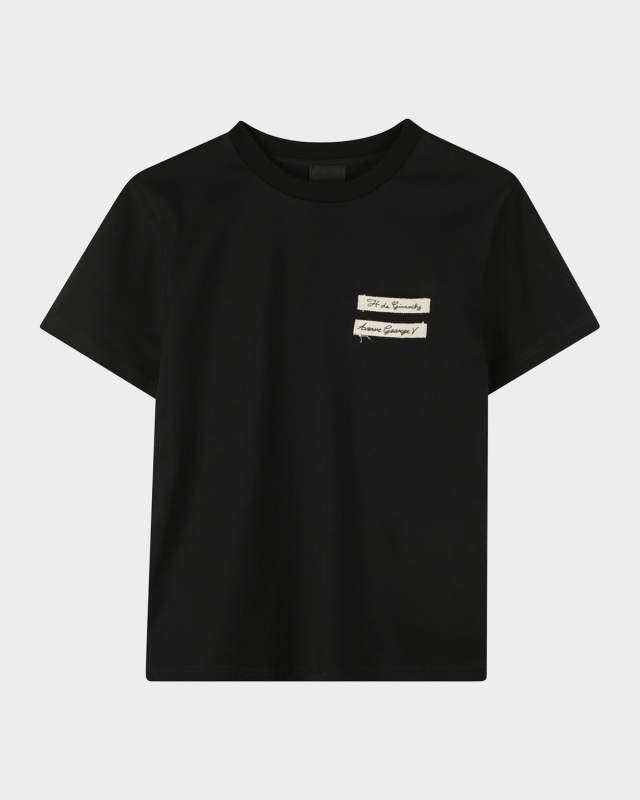 Boy's Short-Sleeve Embroidered Label T-Shirt, Size 8-14